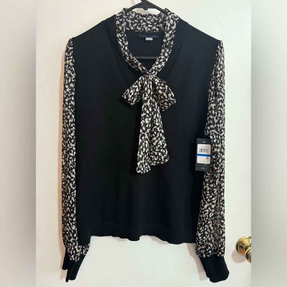NWT Tommy Hilfiger XL black sweater with sheer sleeves